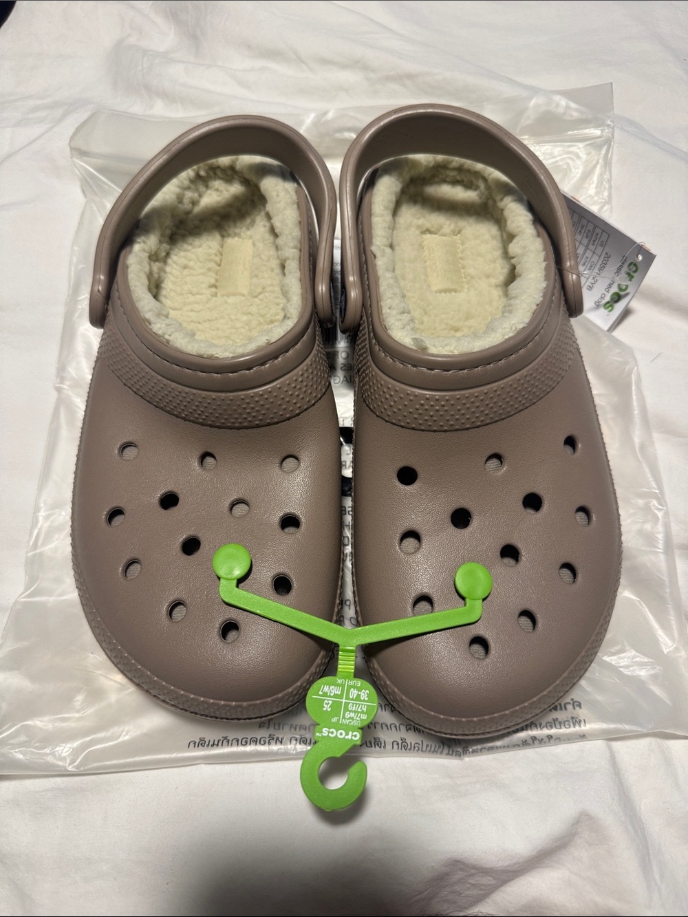 Crocs- Classic Lined Clog In Mushroom/Bone